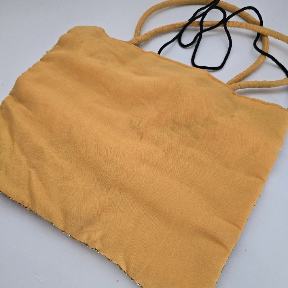 Boho India Patchwork Tote Bag Yellow Embroidered Beaded Handmade - Picture 11 of 12